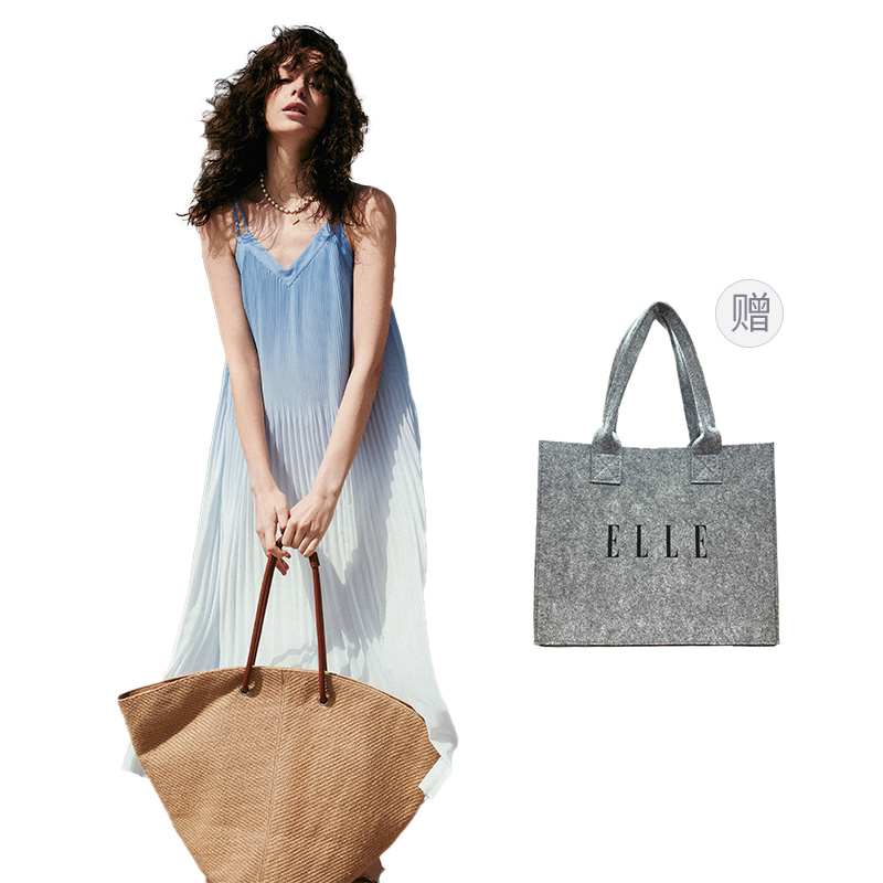 ELLE Fashionable design long sleevless dress for leisure sleevless, french style, high-quality style, gradient, mid-length, V-neckline, oversize