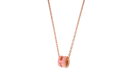 HERMES POP H Necklaces Women's Pendant Rose Pink, Chain Rose Gold