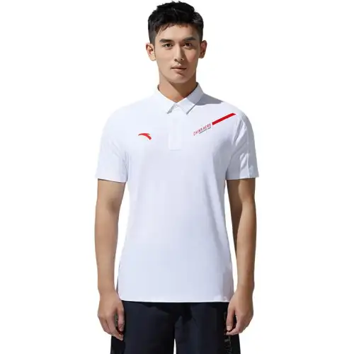 ANTA Polo Shirts Men's White Polo Collar Moderate Straight Fit