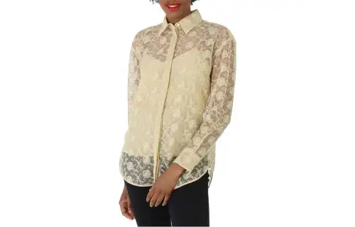Burberry Shirts Women's Yellow Pointed Collar Moderate Shirt