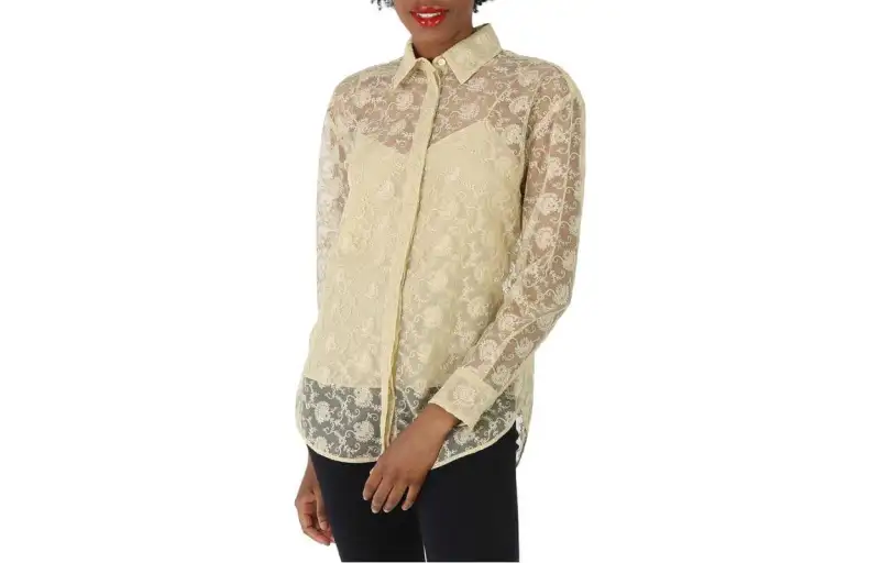Burberry Shirts Women's Yellow Pointed Collar Moderate Shirt