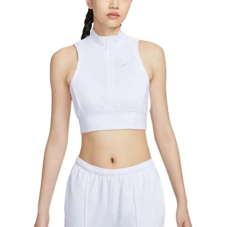 Nike Tank Tops Women's White Stand Collar Moderate Other