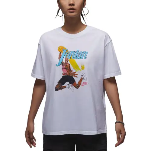 Jordan Drop Shoulder Sleeve T Shirt Women's White/Black