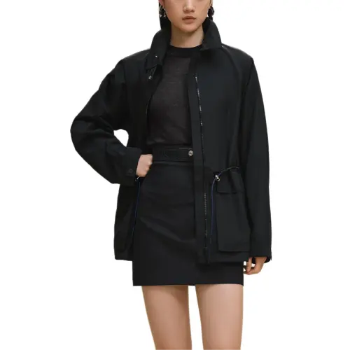 HERMES FW25 Trench Coat Women's Black
