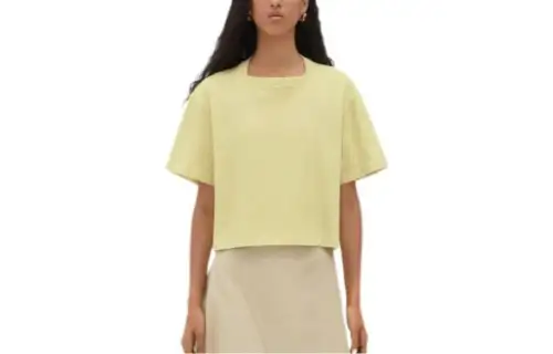 Bottega Veneta T Shirts Women's Yellow Square Collar Moderate Straight Fit