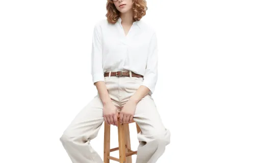 UNIQLO Shirts Women's White Half Open Collar Moderate Other