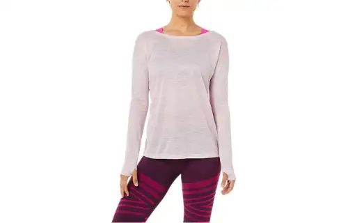ASICS T Shirts Women's Pink Crew Neck Moderate Straight Fit