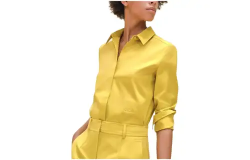 HERMES Shirts Women's Yellow Lapel Moderate Shirt