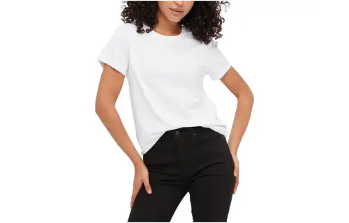 UNIQLO T Shirts Women's White Crew Neck Moderate Straight Fit