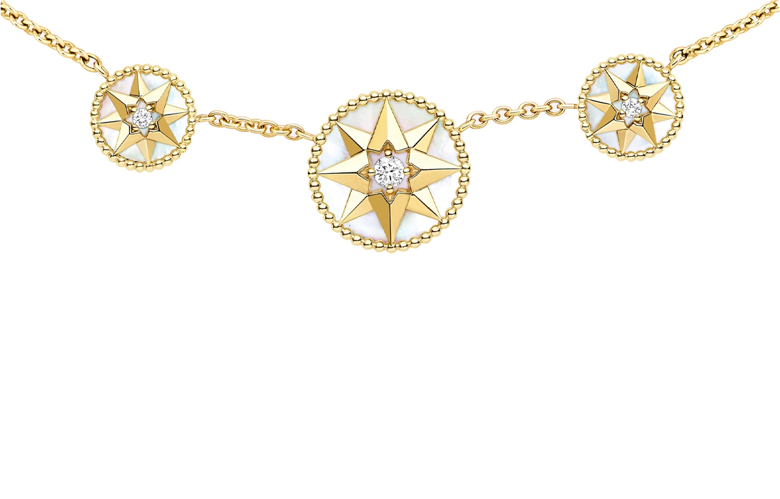 Dior Rose Des Vents necklace yellow gold diamond and mother-of-pearl decoration for women