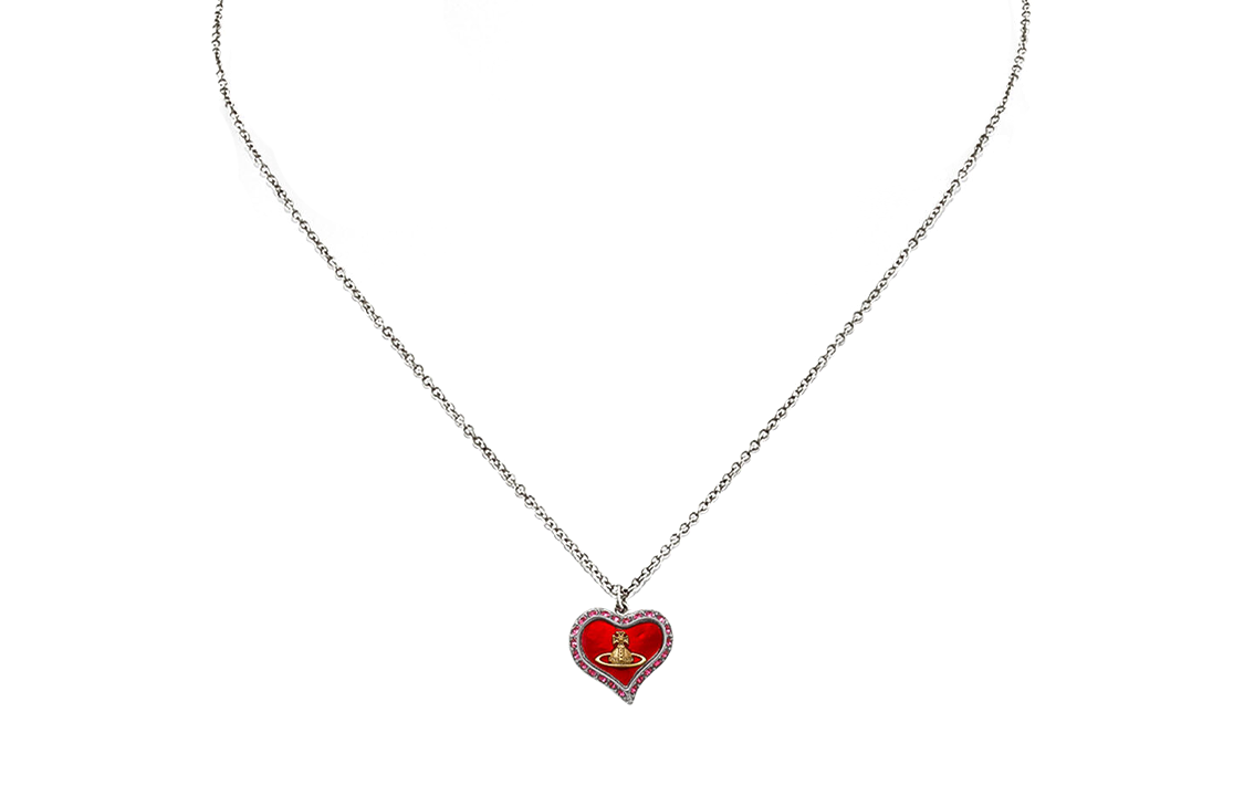 Vivienne Westwood Petra's hot new mother-of-pearl love pendant brass cubic zirconia necklace women's red/silver