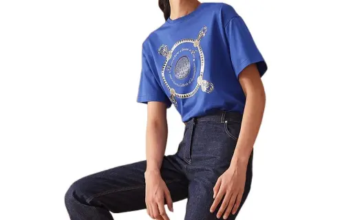 HERMES T Shirts Women's Blue Crew Neck