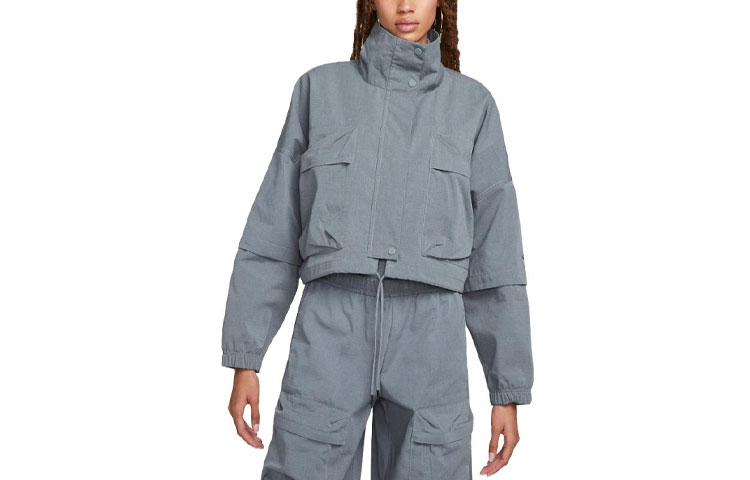 Nike SPORTSWEAR TECH PACK Jackets Women's Gray Mixed Color Stand Collar Moderate Workwear