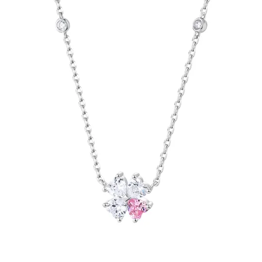 KADER 925 Sterling Silver Synthetic Cubic Zirconia Necklaces Women's Two Tone Box