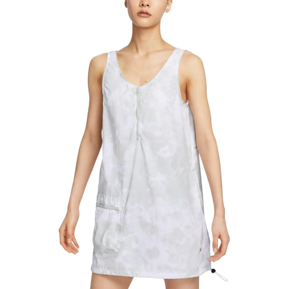 Nike SPORTSWEAR TECH PACK Sleeveless Dresses Women's Light Silver Crew Neck Moderate Short