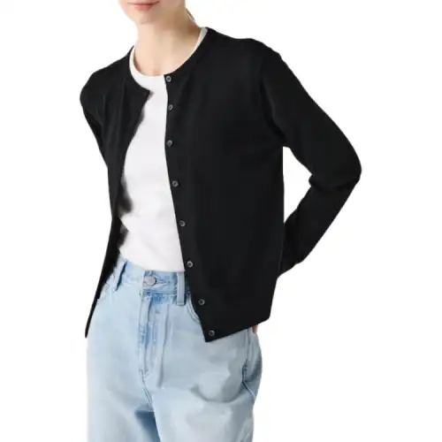 UNIQLO Sweaters Women's Black Crew Neck Moderate Cardigan
