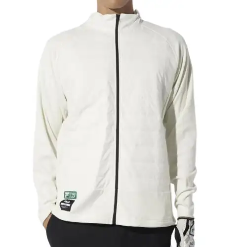 FILA Puffer Jackets Men's Ecru Stand Collar Thin Puffer Jacket