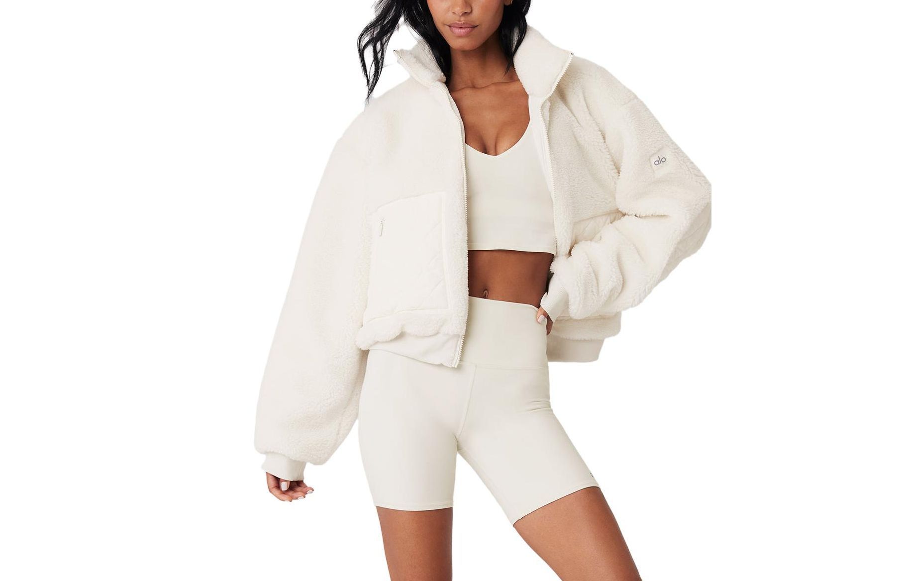 Alo Yoga Sherpa Edge Bomber Ivory (W4530R) — купить одежду 