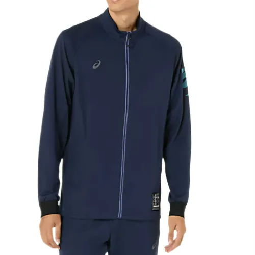 ASICS Jackets Men's Blue Stand Collar Moderate Other