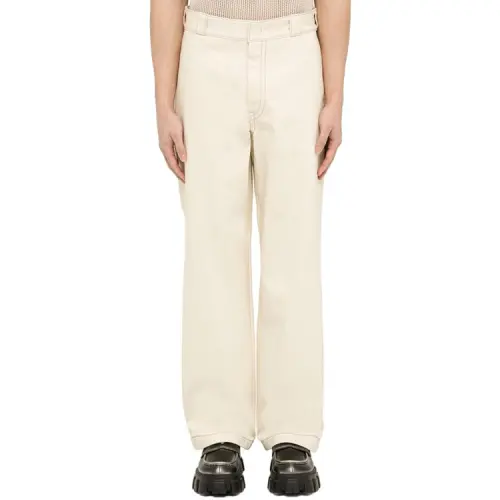 PRADA Casual Pants Men's Ecru Moderate Straight Fit Pants