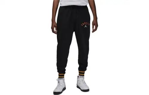 Jordan Flight Knitted Sweatpants Men's Black Moderate Cuffed Pants