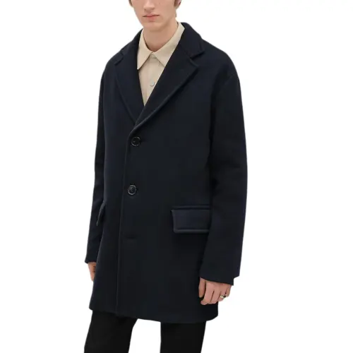 HERMES Coats Men's Sea Blue Lapel Moderate