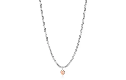 TIFFANY & CO. Return To Tiffany Collection 18K Rose Gold With 925 Sterling Silver Necklaces Women's Silver