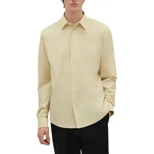 HERMES Shirts Men's Yellow Lapel Moderate