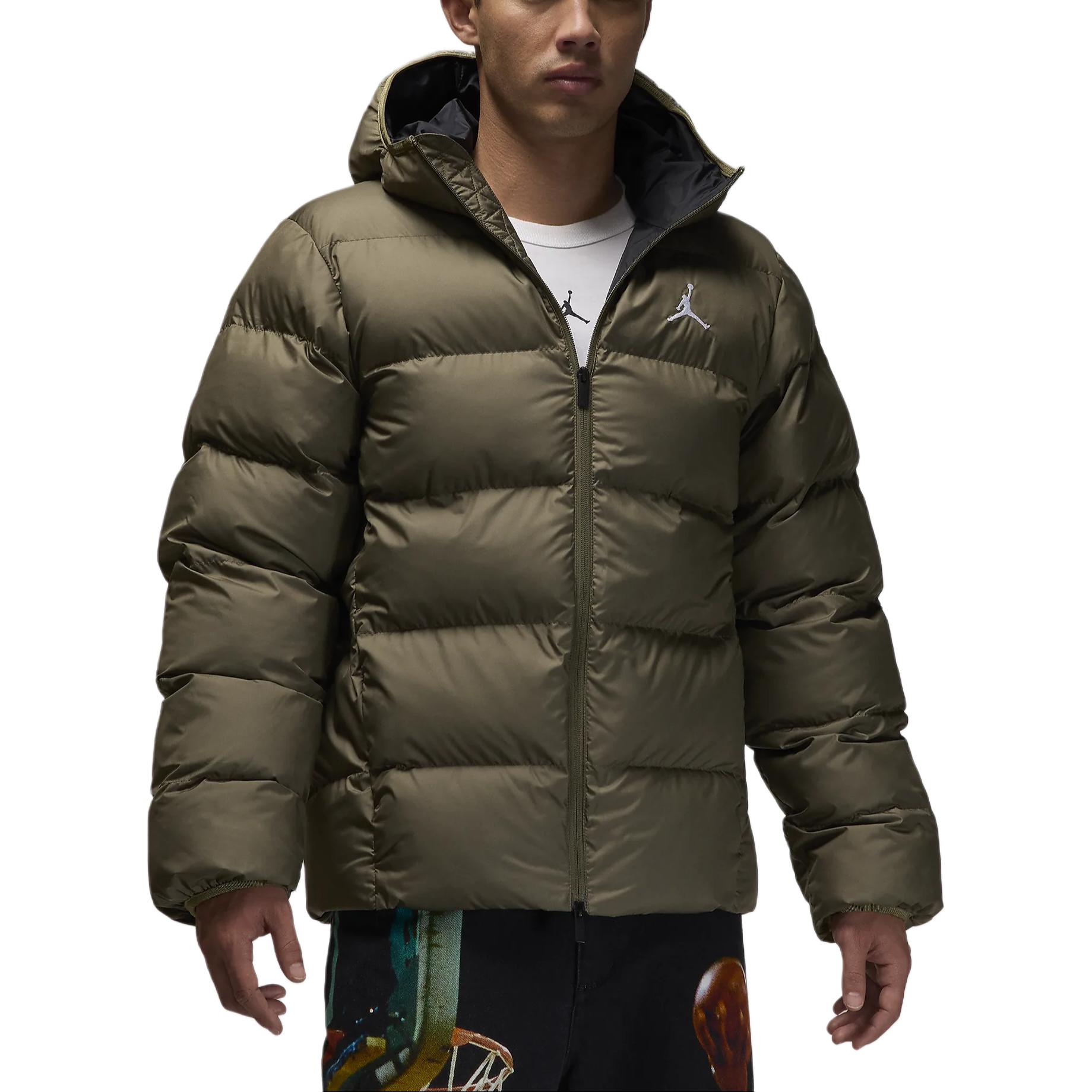 Jordan Brooklyn Therma FIT Puffer Jacket Men's Medium Olive/Black