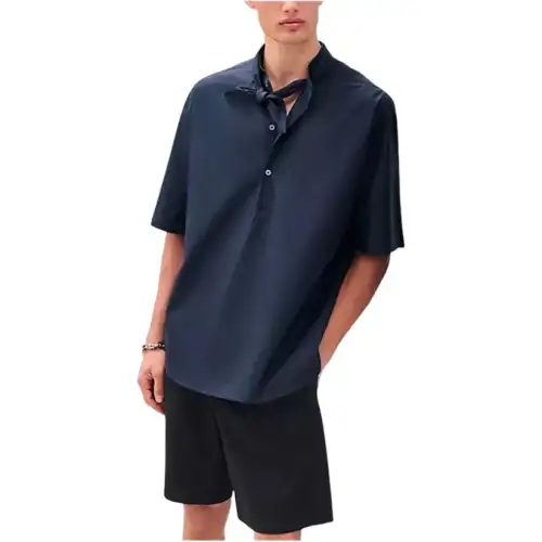 HERMES Shirts Men's Marine Blue Moderate