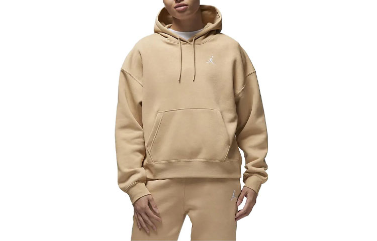 Jordan Brooklyn Sweatshirts Women's Desert Yellow Hooded Moderate Regular
