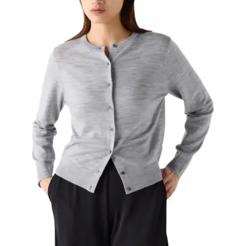 UNIQLO Sweaters Women's Gray Crew Neck Moderate Cardigan