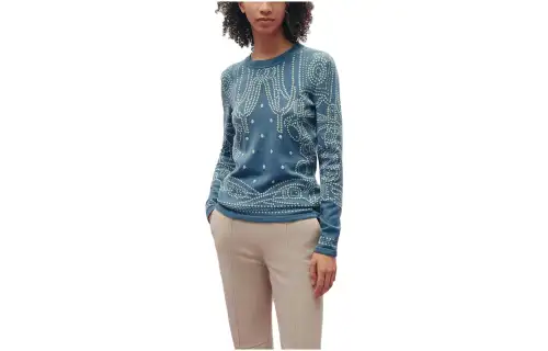 HERMES Knitwear Women's Keraz Blue Crew Neck Moderate Other