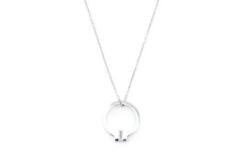 TIFFANY & CO. T 18K White Gold With Diamond Necklaces Women's Silver