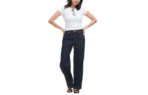 UNIQLO Jeans Women's Navy Blue Moderate Straight Fit Pants