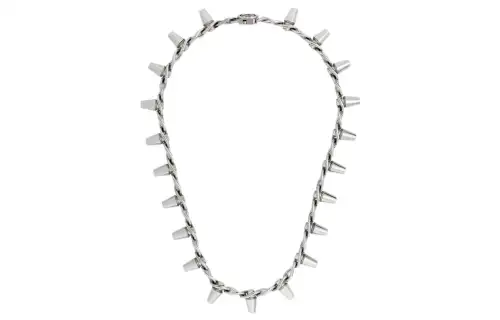 GUCCI GG Palladium Plated Metal Necklaces Unisex Silver