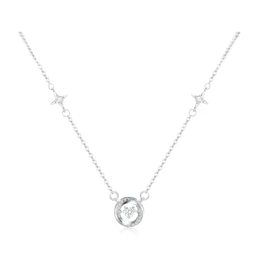 TEEX 990 Silver Synthetic Cubic Zirconia Sterling Silver Necklaces Women's
