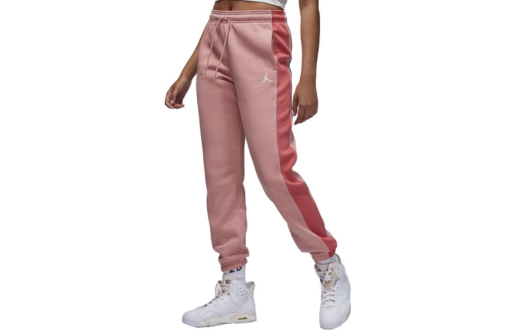 Jordan Brooklyn Fleece Knitted Sweatpants Women's Pink Moderate Cuffed Pants