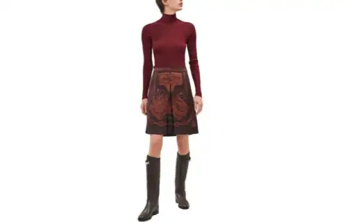 HERMES Casual Long Skirts Women's Red Moderate Mid Length Other
