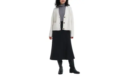 UNIQLO Casual Long Skirts Women's Black Moderate Mid Length A Line Skirt