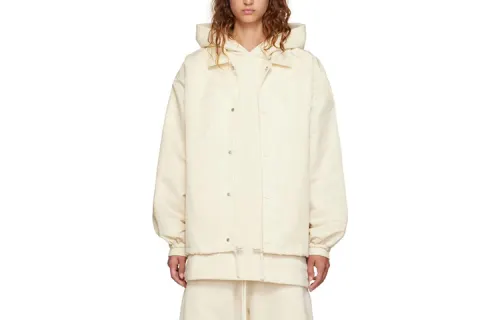 Fear of God Essentials FW22 1977 Series Egg Shell Nylon Jacket Digital Printed Single-breasted Jacket Women's Eggshell White