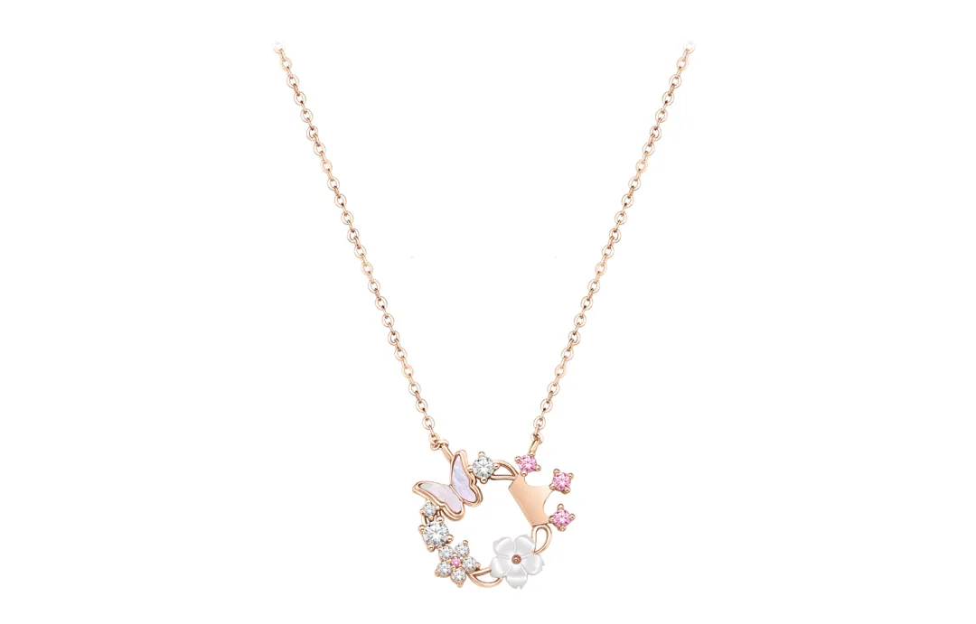 Disney Princess 925 Sterling Silver Mother Of Pearl Synthetic Cubic Zirconia Necklaces Women's
