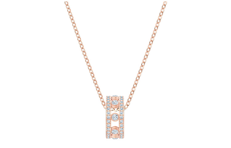 Swarovski Swarovski, stone inlay, golden necklace, pink gold