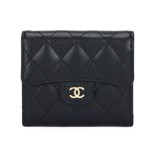 CHANEL Calfskin Handheld Wallet Women's Black