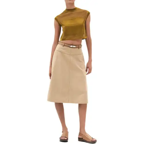 HERMES Kelly SS25 Casual Long Skirt Women's Beige
