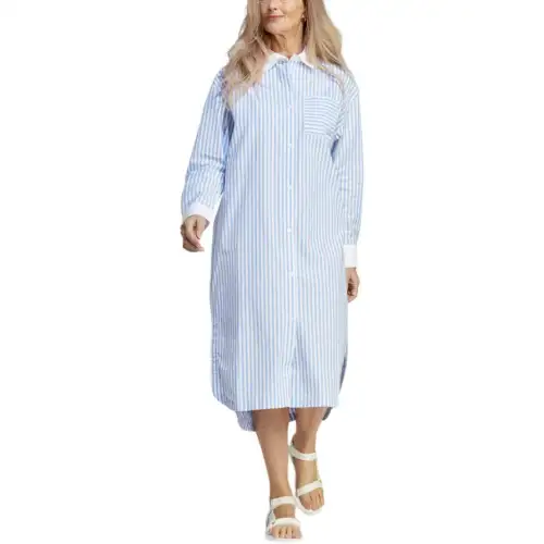 Adidas Originals Essential Long Sleeved Dresses Women's Blue Lapel Moderate Long