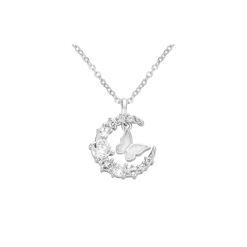 VIVIWELL Zircon Necklaces Women's Silver