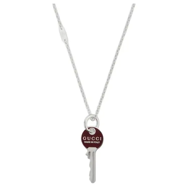 GUCCI Trademark Brand Logo 925 Sterling Silver Necklaces Men's Silver