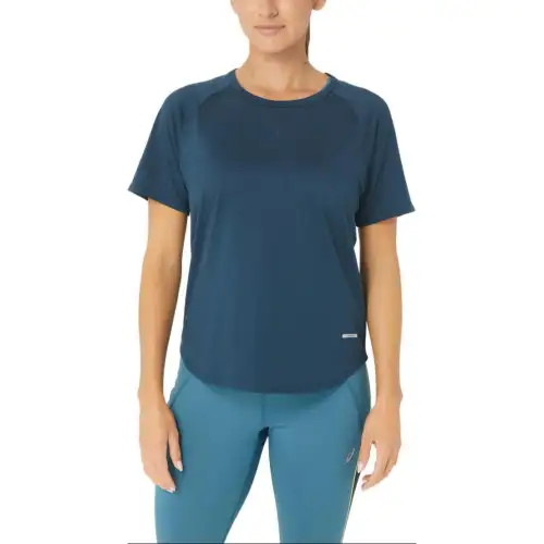 ASICS T Shirts Women's Blue Crew Neck Moderate Straight Fit