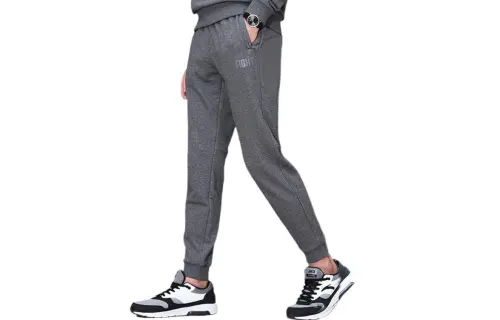 ANTA Knitted Sweatpants Men's Gray Moderate Cuffed Pants